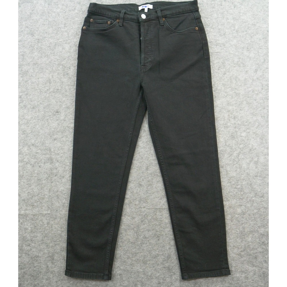 Re/Done Jeans Womens 31 Black 90s High Rise Ankle Distressed Button New